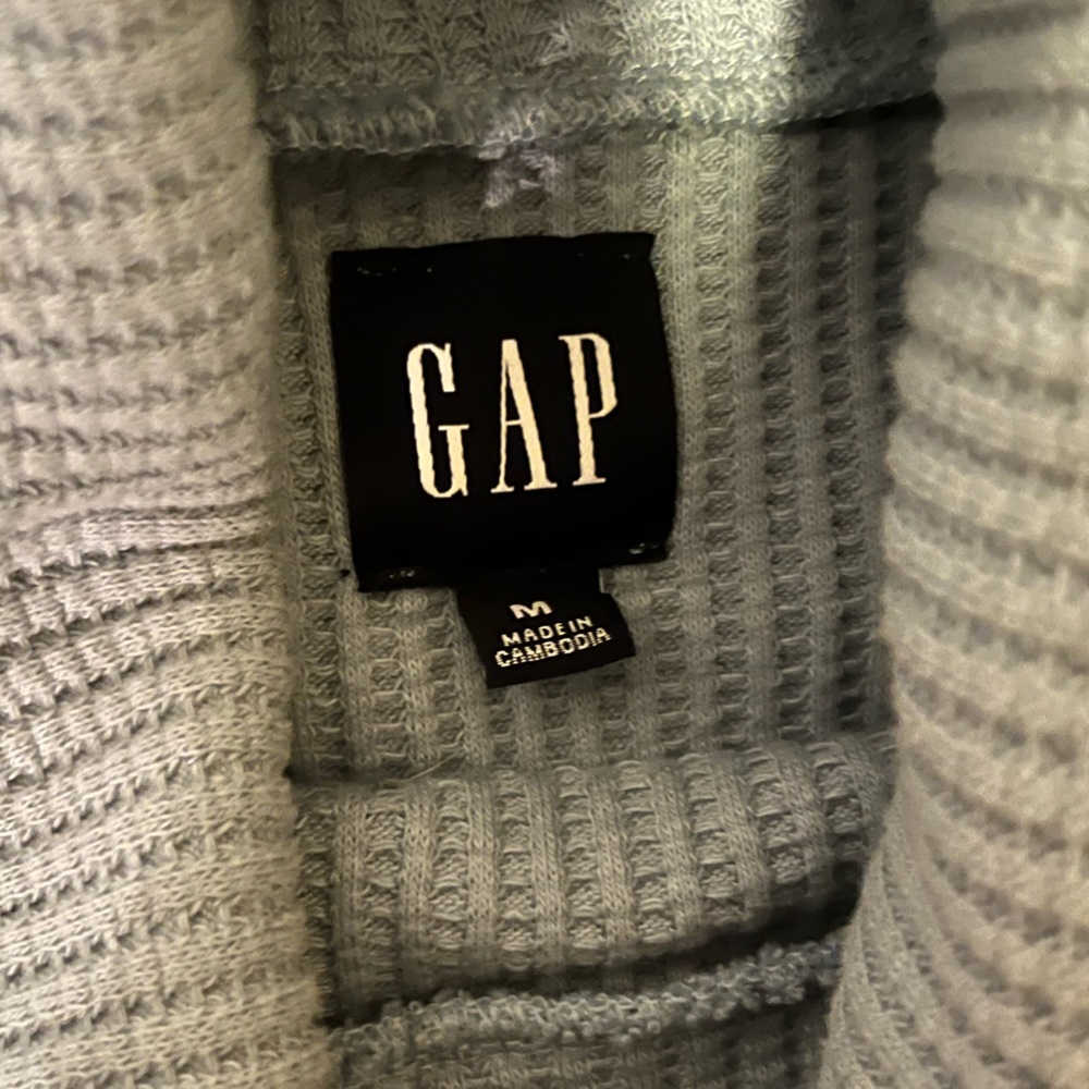 GAP Oversized Turtleneck Light Blue size Medium Heavyweight Waffle - Picture 3 of 10